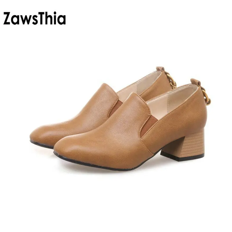 ZawsThia/женские туфли из искусственной кожи на низком каблуке с металлическим