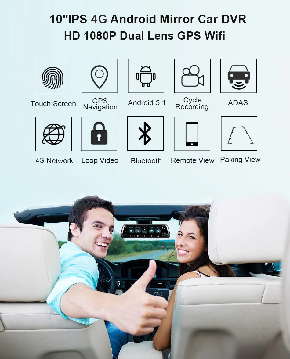 Автомобильный видеорегистратор FANSICOUK 4G ADAS, 10 дюймов, Android HD 1080 P, зеркальная камера, gps, wifi, двойной объектив, видеорегистратор, авто регистратор, камера заднего вида F800