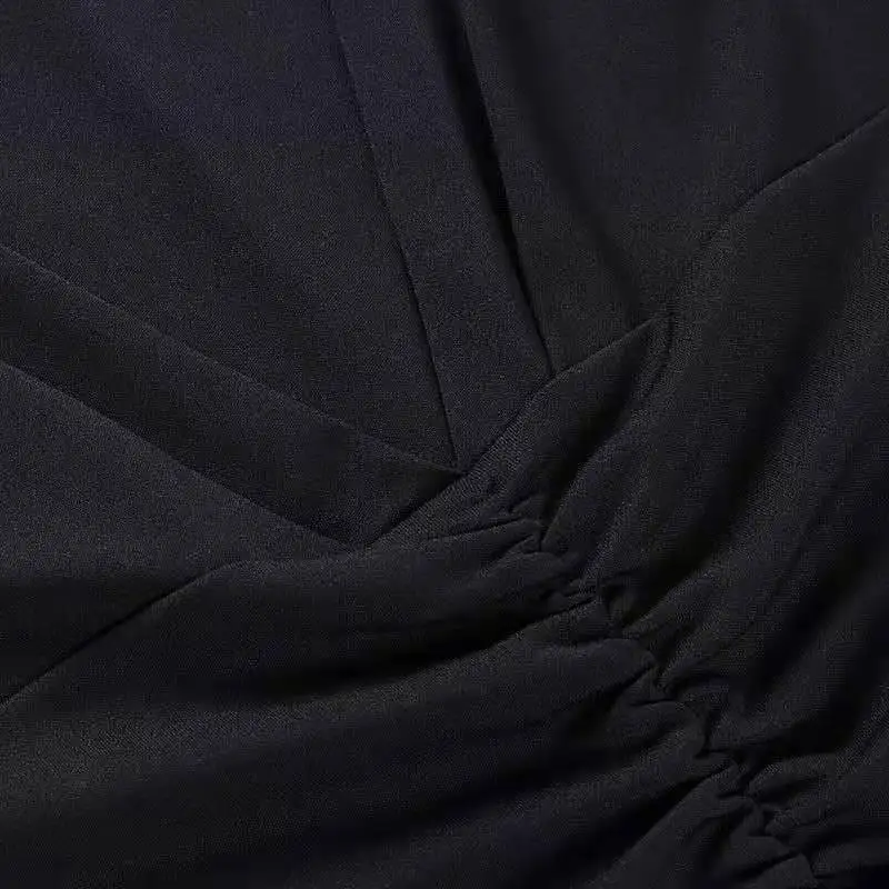 

Spring and autumn long sleeve dress European and American temperament skirt autumn and winter new slim pleated skirt