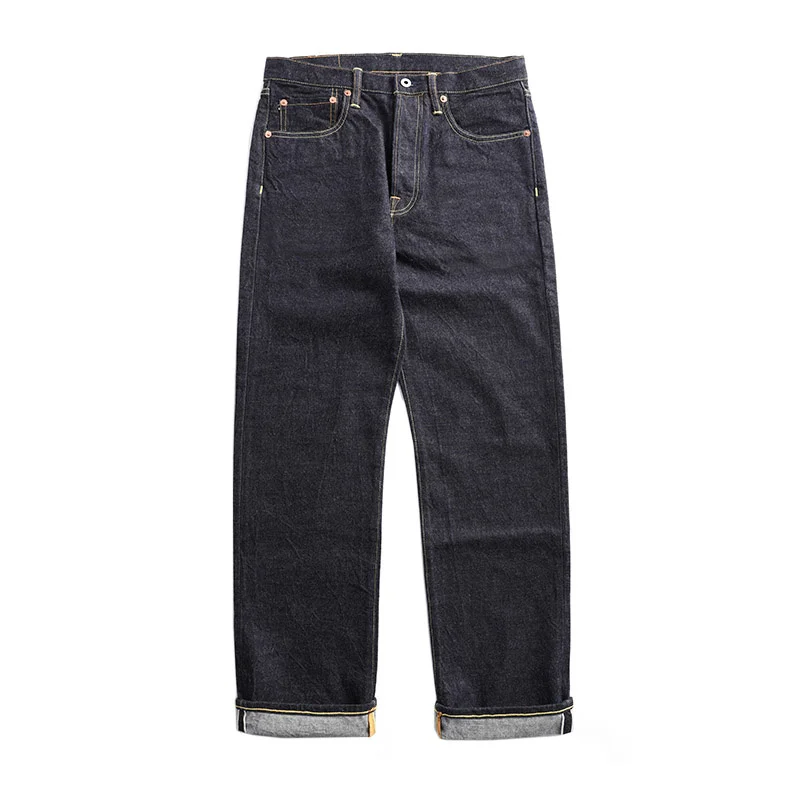 

Винтажные стильные брюки 28-42 размеров 47501-0002, 14 унций, штаны цвета индиго-сырья, мужские повседневные джинсовые брюки из необработанного ден...