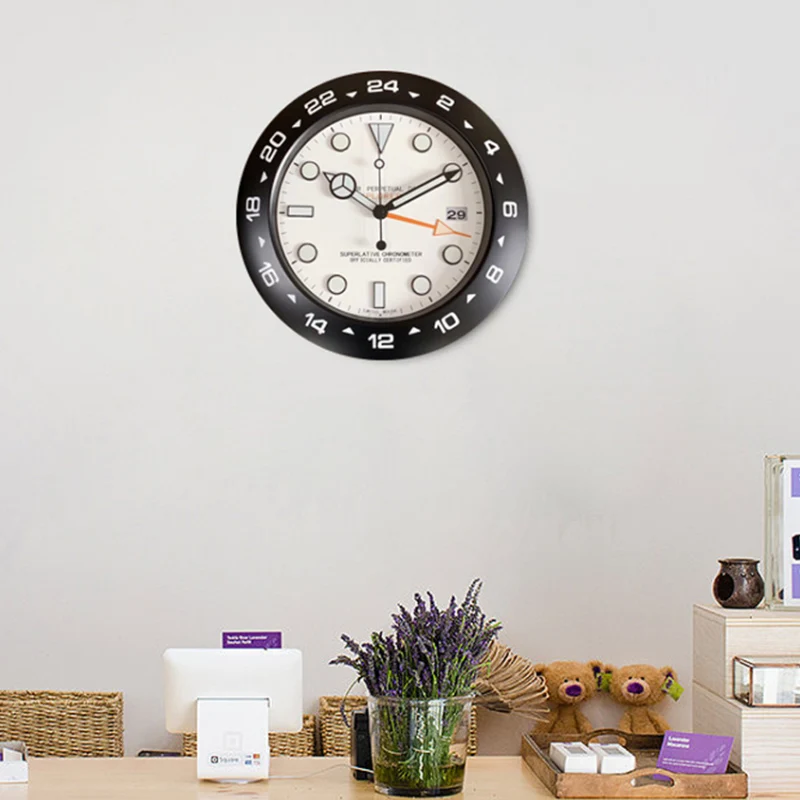 Светящийся Топ Дизайн качественные металлические часы форма настенные с тихим