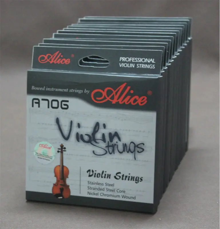 12 Sets Alice A706 Stranded Steel Core Stainless Steel Nickel Chromium Wound 4/4 Size Violin Strings