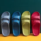 Сандалии женские на платформе, модные шлепанцы на толстой плоской подошве, пластиковые, с двумя пряжками, мюли, летняя Уличная обувь