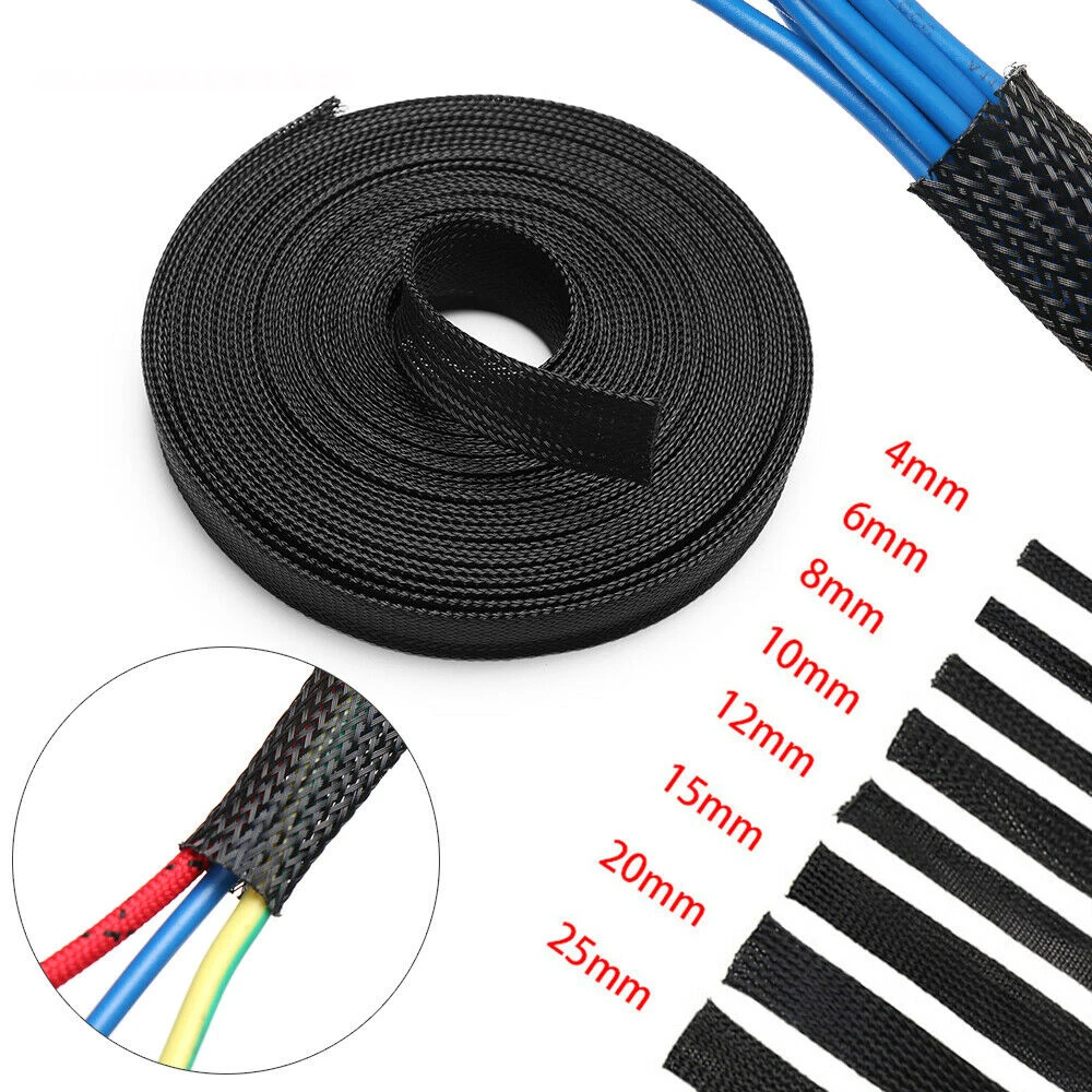 5/10 м кабель изолированный оплетка Sleeving PET расширяемый плетеный для защиты