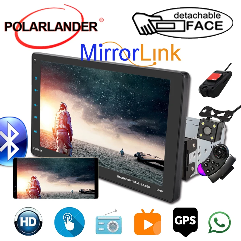 1 Din автомобильное радио CarPlay + GPS подвижная машина полноэкранный дисплей 9