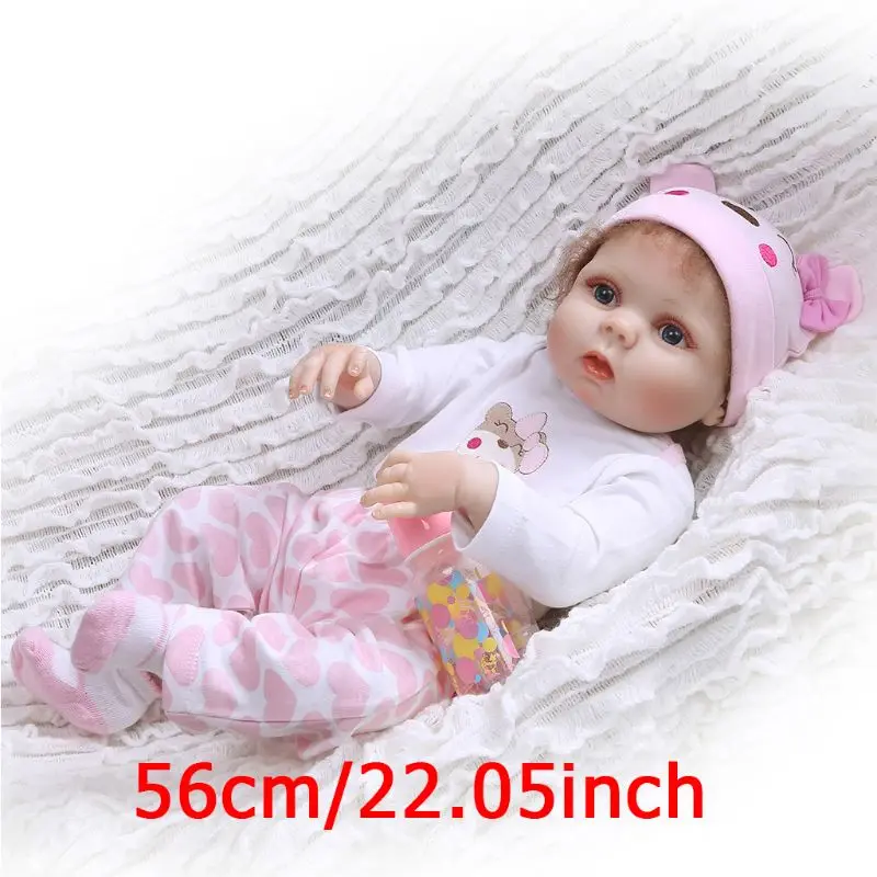 

56cm Reborn Doll Realistic Full Silicone Vinyl Newborn Baby Toy Girl Princess Clothes Pacifier Lifelike Handmade Birthday Gift