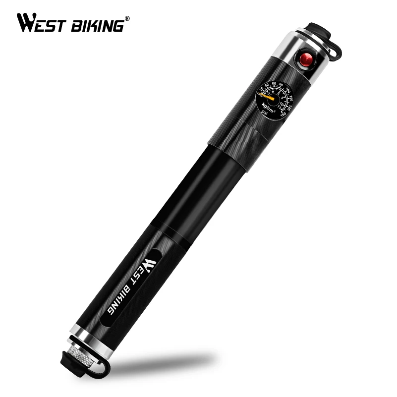 WEST BIKING, портативный велосипедный манометр насоса, ручной насос высокого давления, Аксессуары для велосипеда, велосипедный насос Schrader& Presta