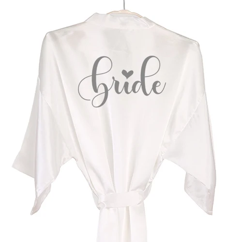 grey bride Mauve халат атласный розовое золото кимоно для невесты атласное женское Лавандовое платье подружки невесты Серебряная команда Свадебный для невесты платья для вечеринок - Цвет: grey bride