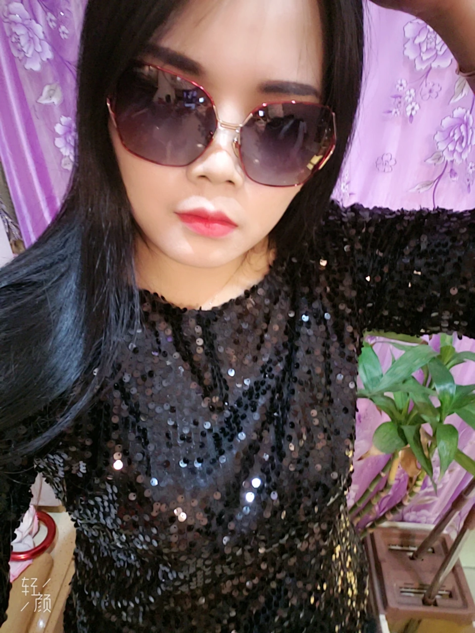 Elegant long-sleeved beaded women's lace shirt crochet shirt mesh shirt women's clothing S-5XL - Цвет: black