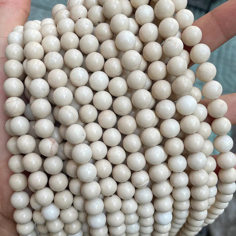 Оптовая продажа недорогой натуральный камень белые ископаемые бусины 4-12 мм
