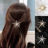 women 2021 crystal hair clips shining barrettes snowflake pearl new fashion headband hairpin
