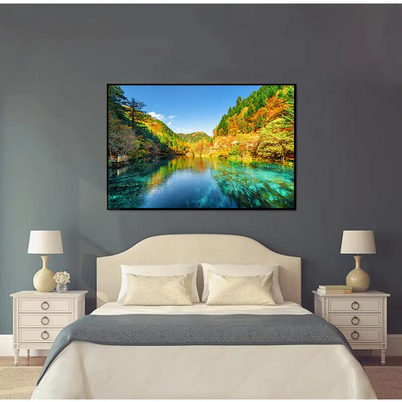 Современные декоративные голубое небо Солнечный день природный пейзаж зеленые