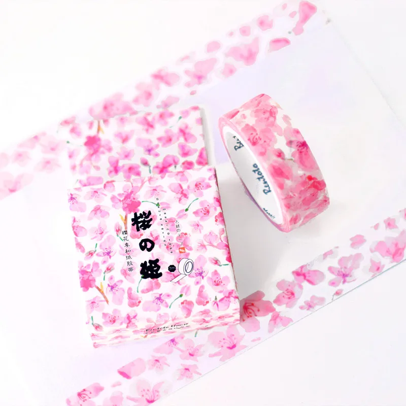 

1 Box Sakura Washi Tape Romantic Cherry Blossom DIY Scrapbooking Masking Tapes Cute Japanese Stationery Decoration