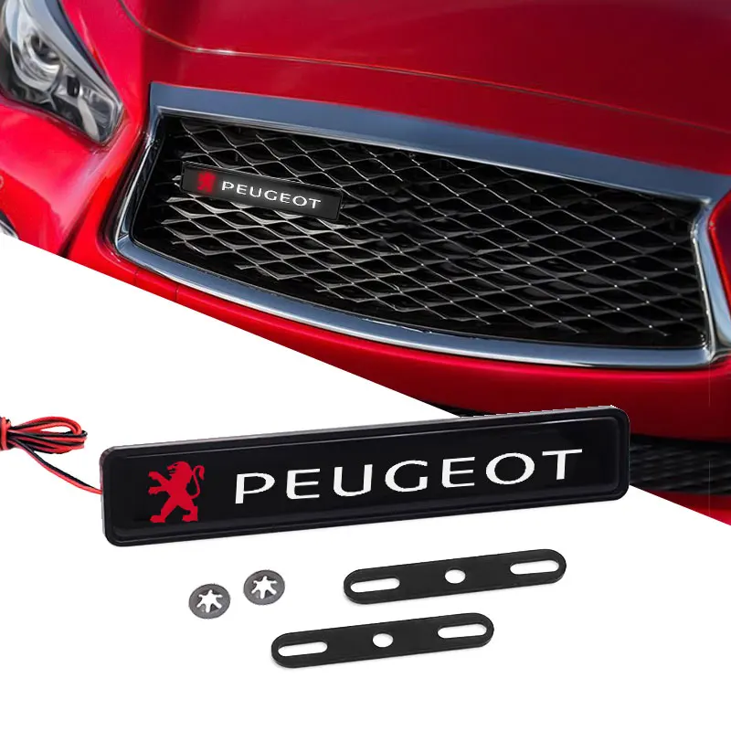 

Car badge logo grille decoration label exterior decoration for Peugeot 206 208 308 307 207 3008 2008 407 508 rcz Car Accessories