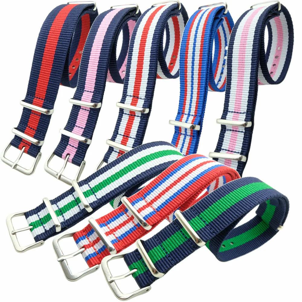 

2019 New style Nato Strap 16mm Watchband Silver Buckle Army Military Nylon Watch Band Bracelet For Watch Bracelet 16 MM