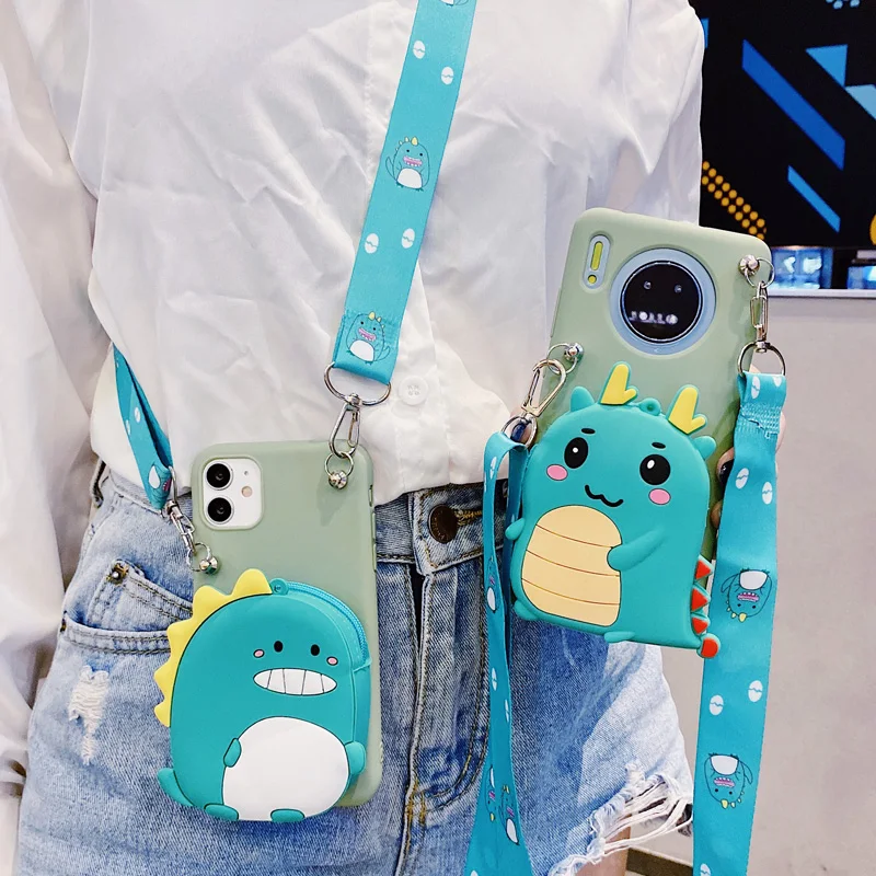 Мультяшный 3D силиконовый чехол-кошелек с динозавром для Samsung Galaxy M01, M11, M20, M21, M30S, M31, M41, M60S, M80S, милый мягкий чехол