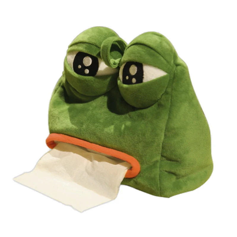 

Cute Sad Frog Drawer Paper Tissue Cover Sand Sculpture Orphan Frog Tissue Box Soft Plush Fabric Boxes Frog Tissue Soft Fabric