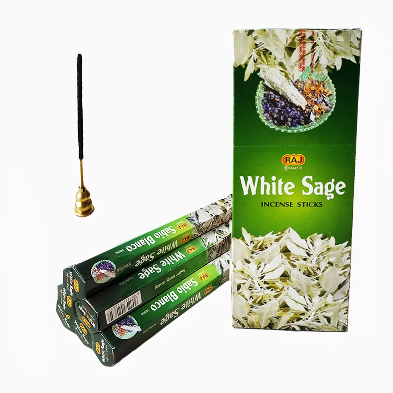 White Sage India Stick Incense Handmade Natural Meditation Sandalwood Frankincense Yoga Incense Flower Scent Tibetal 1box