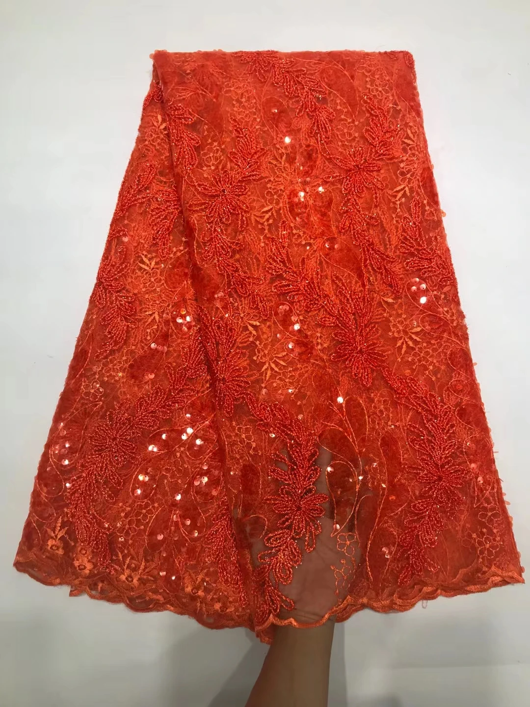 

rope embroidery style newcoming sequins french lace fabric good quality net tulle lace fabric with crystal sequins for dress JL