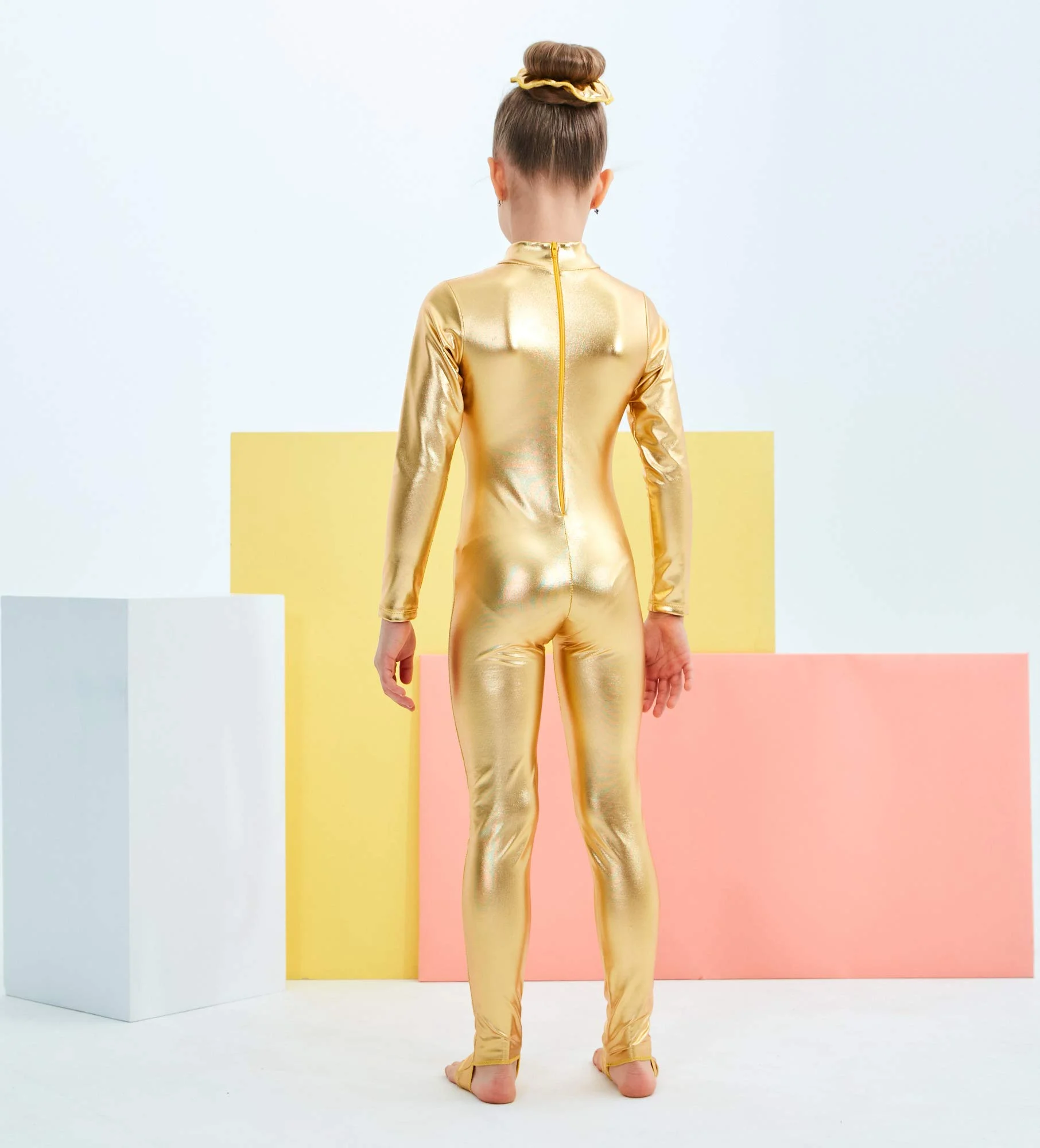 Детский Блестящий Комбинезон на молнии с длинным рукавом молнии|Балет| |