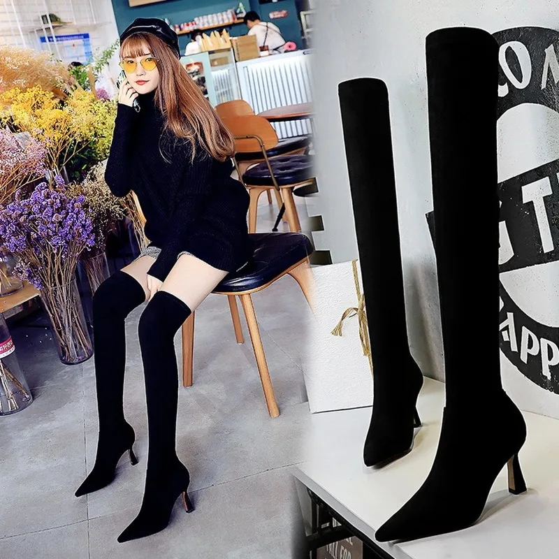 LTARTA новые зимние женские длинные сапоги теплые тонкие Винные ботинки на высоком