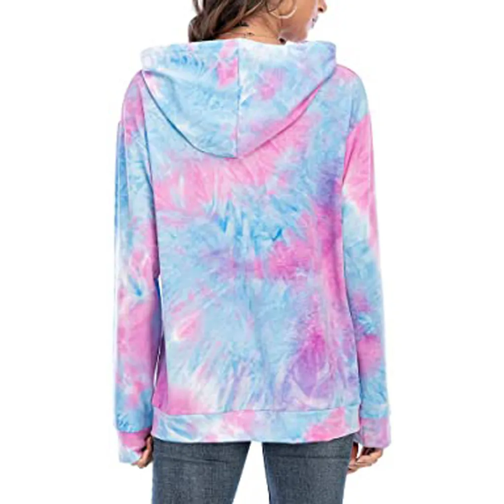 Женские толстовки с принтом в виде галстука красителя moletom размера плюс худи