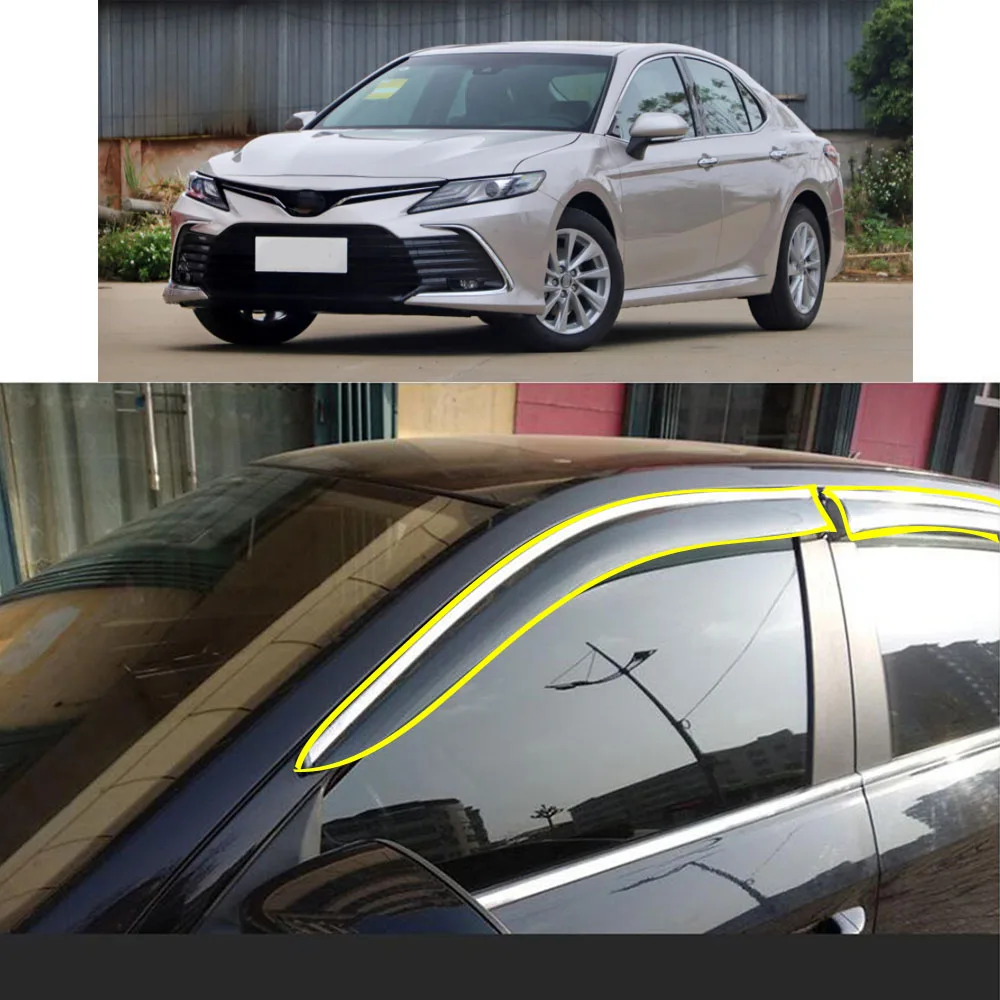 

Car Body Styling Sticker Plastic Window Glass Wind Visor Rain/Sun Guard Vent Parts For TOYOTA Camry XV70 8th 2018 2019 2020 2021