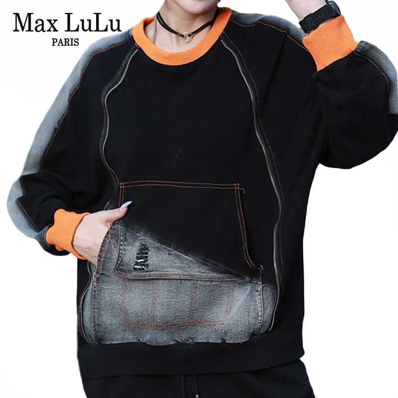 Max LuLu European New Style Spring Streetwear Womens Punk Loose Hoodies Ladies O-Neck Casual Sweatshirt Female Vintage Clothes | Женская