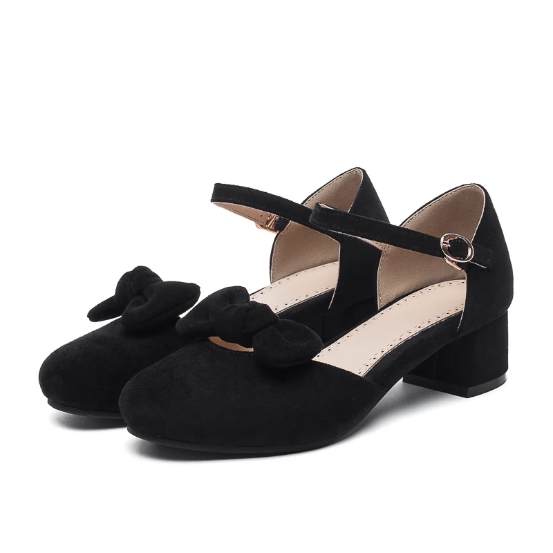 Женские туфли-лодочки на высоком каблуке бантик для головы толстый каблук