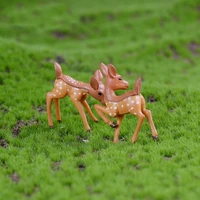 2pcs super mini sika deer garden ornaments miniatures animal sculpture resin cute crafts figurines garden home decoration