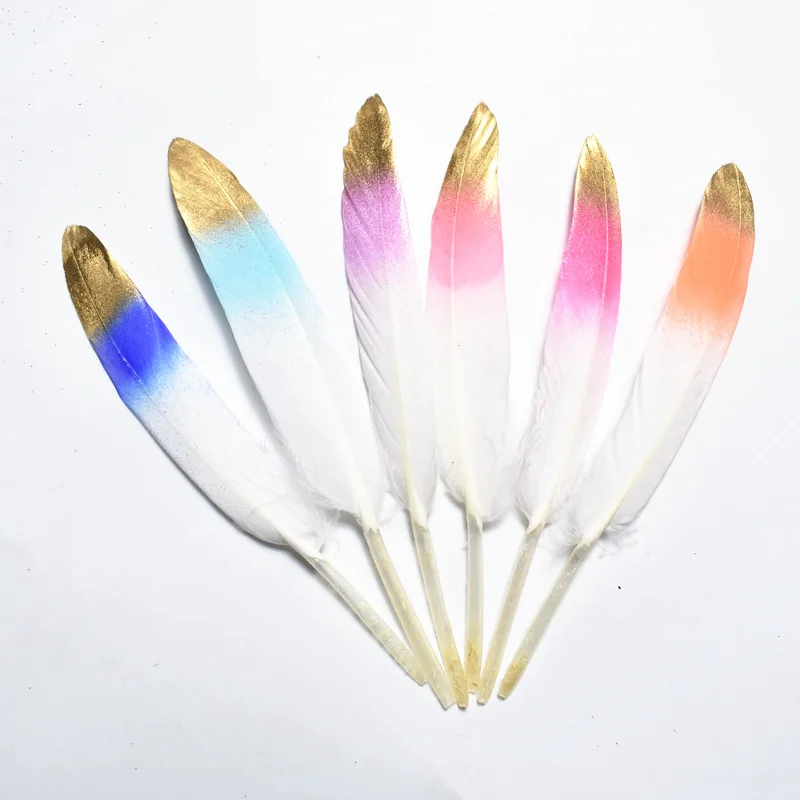 Гусиные перья утки погруженные золотом 20 шт./лот для рукоделия 10 15 см/4 6 дюймов