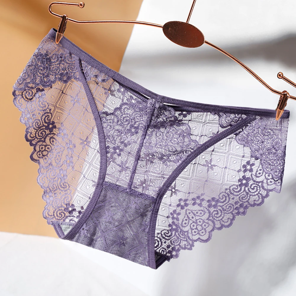 Ladies Lace Flower Underwear Sexy Hollow Mesh Lingerie Panties Seamless Thin G Strings Female Briefs Low Waist Underpants