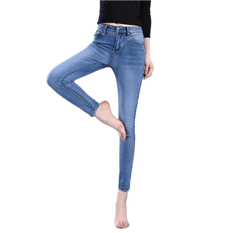 Winter Spring High Waist Large Size Jeans Skinny Denim Pencil Pants Slim Casual Female Stretch Trousers