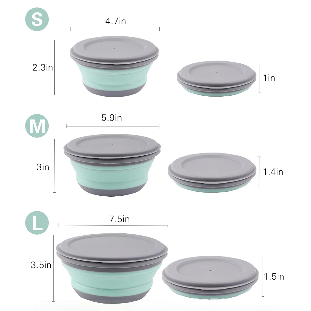 3 шт. Складная Силиконовая крышка для чаши без добавления бисфенола А Еда