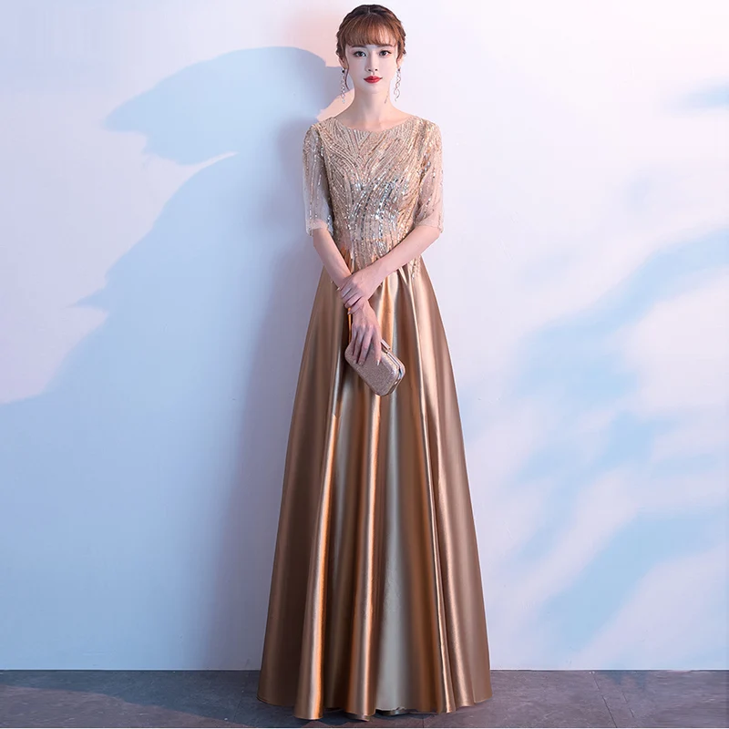 Золотое Платье для выступлений банкетное вечернее платье длинное облегающее