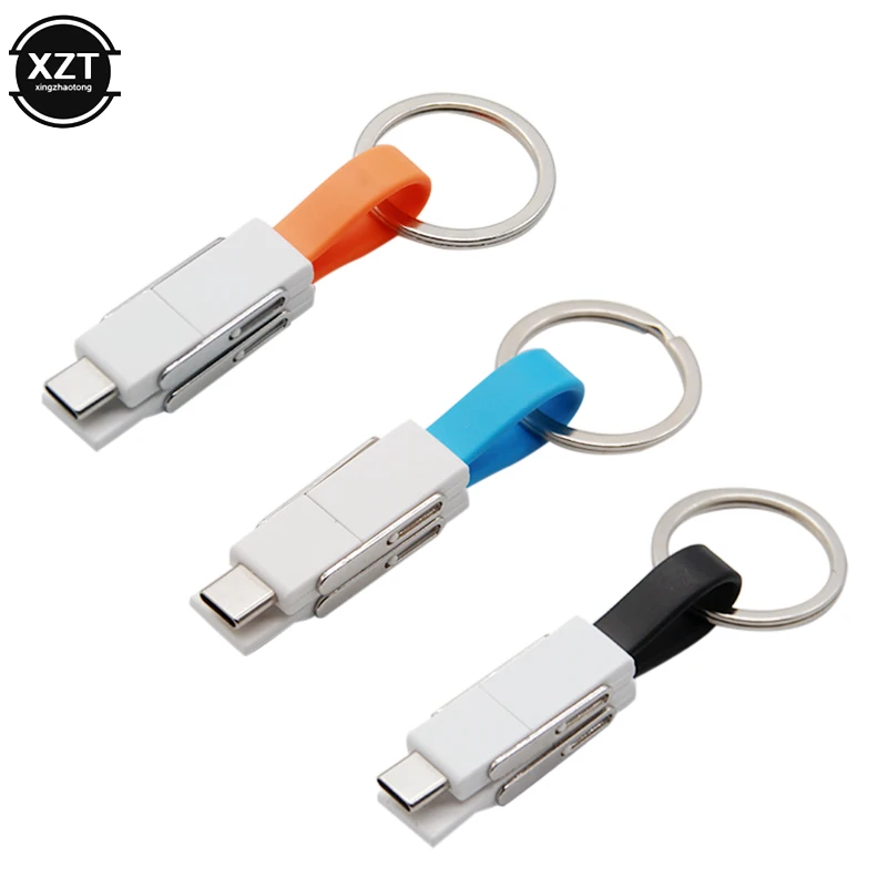 4 в 1 USB кабель Micro usb type C кабель освещения для iPhone XR X samsung HUAWEI 2A Мини Брелок Зарядное устройство кабели для зарядки