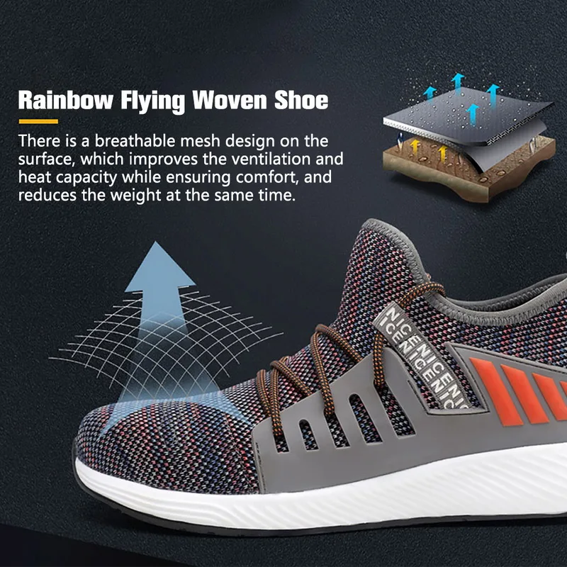 Легкая Рабочая обувь со стальным носком мужские неразрушаемые кроссовки дышащие