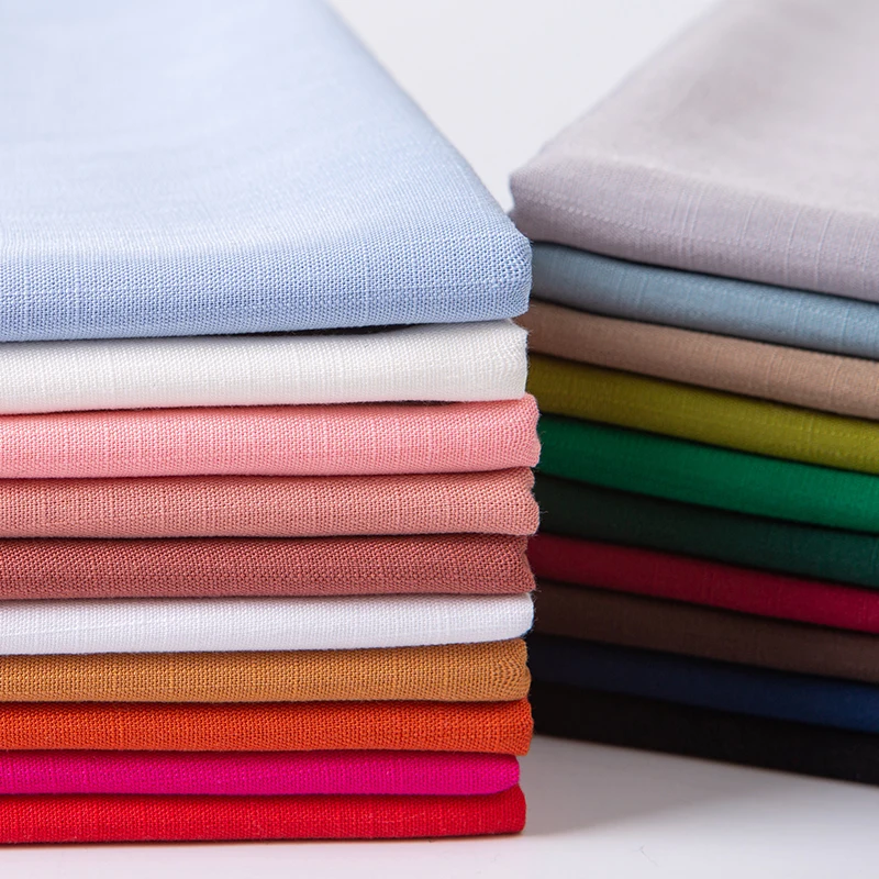 Простая бамбуковая хлопковая льняная ткань по метру для одежды юбки платья шитье