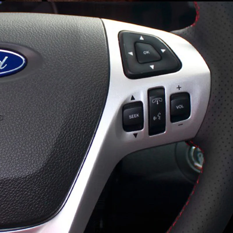 Кожаный чехол LUNDA для руля автомобиля прошитый вручную Ford Edge 2011 2014 Explorer 2016 Taurus 2012