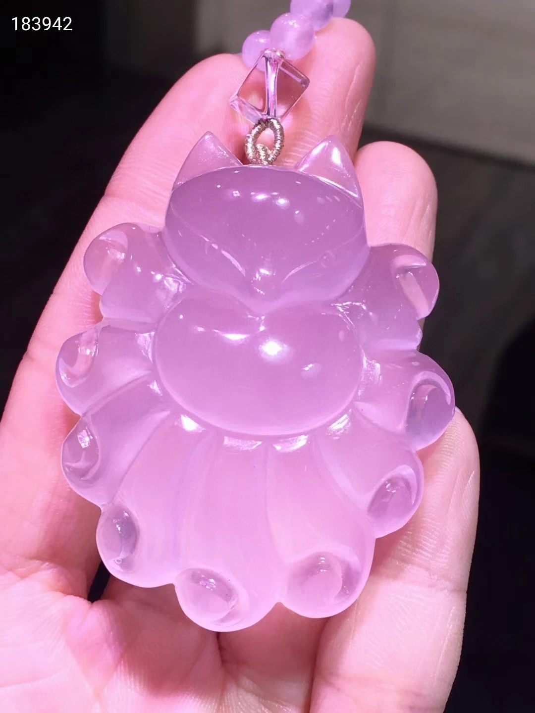 

Top Natural Pink Rose Quartz Star Light 9 Tails Fox Pendant 55.44.20mm Necklace Mozambique Women Men Jewelry AAAAA