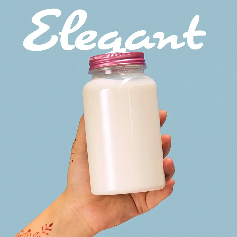 

8pcs Creative disposable transparent ice tea pet plastic bottle juice net red pearl milk tea coffee berverage cute cups with lid