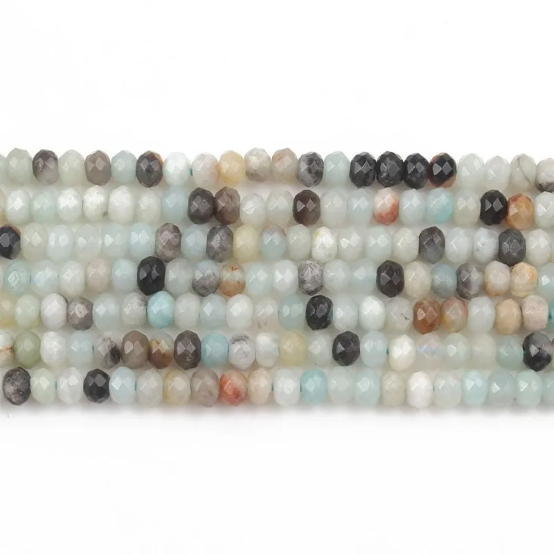 2*4 мм натуральные граненые разноцветные бусы из камня амазонита Rondelle распорные
