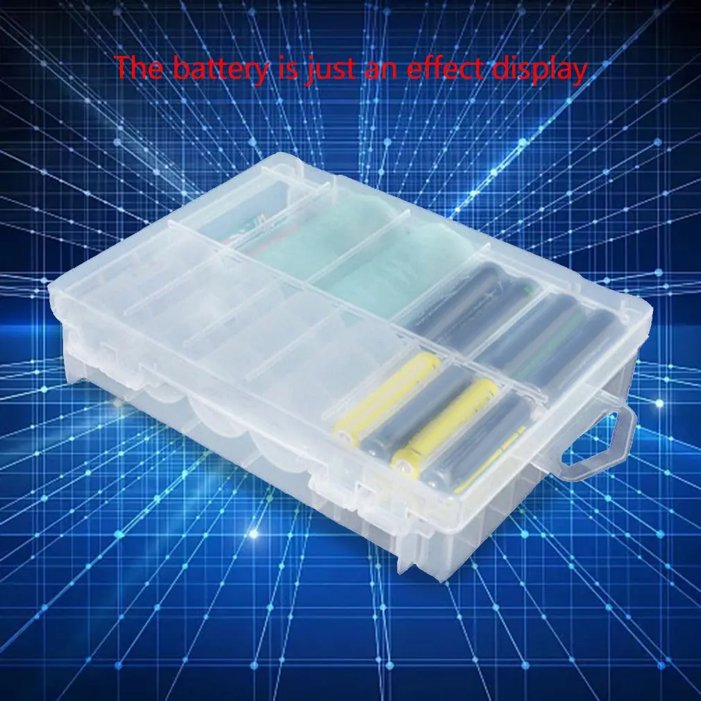 

PL-B003M No. 5/AA No. 7/AAA No. 2 Large Universal Battery Storage Box Transparent Plastic Battery Storage Box