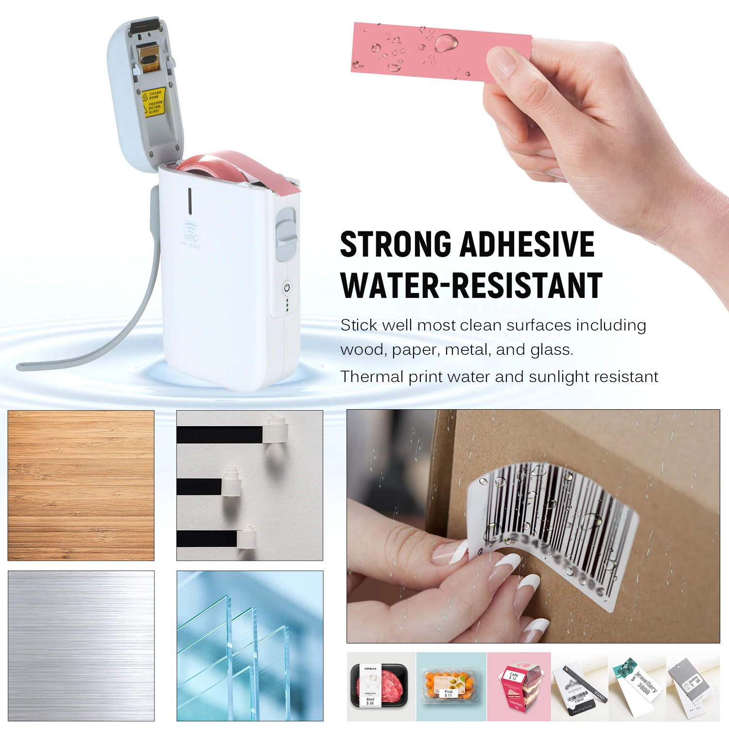 Мини принтер для этикеток беспроводной портативный карманный термопринтер NFC BT