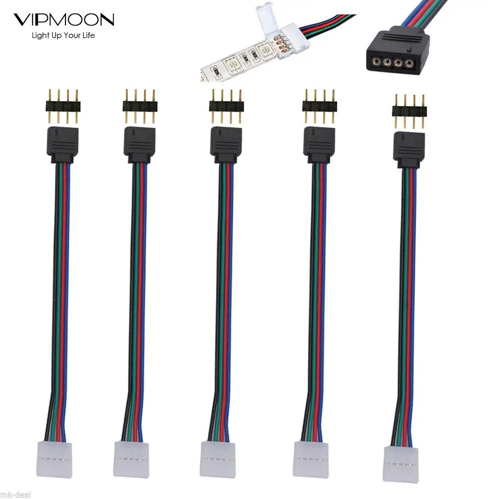 

5/10/20/50/100pcs No Soldering 4Pin RGBW Male & Female LED Adapter Flexible Power Wire For SMD 5050 Led Strip Lamp 10mm Wide PCB