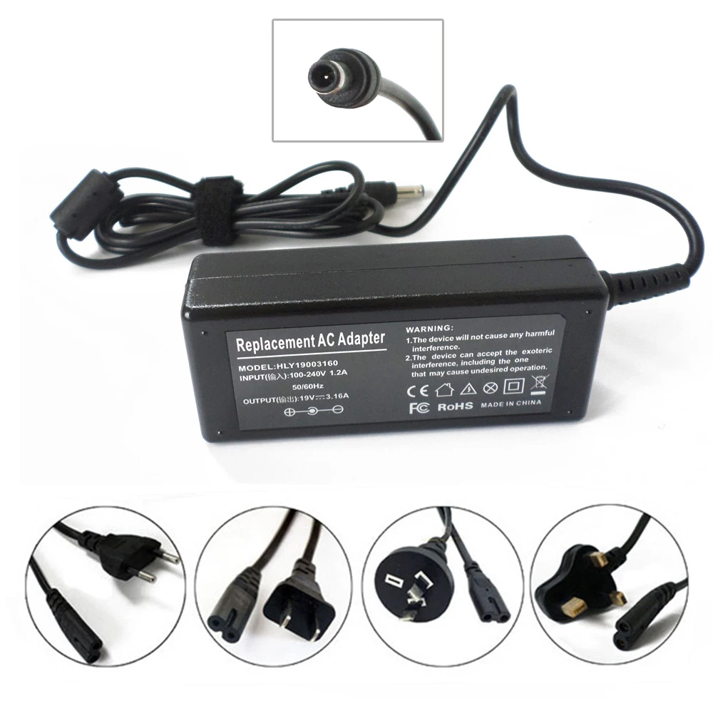 

New 19V 3.16A 60W Power Supply Cord AC Adapter Battery Charger For Samsung Np305e7a-a02us NP300E4C-A02US NP-RV711-A01US Laptop