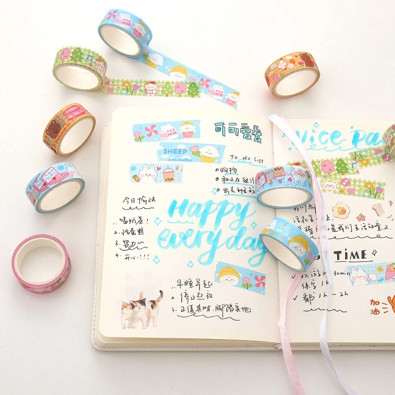 6 стилей Милые Животные васи лента кавайная фотоклейкая Маскировочная Лента