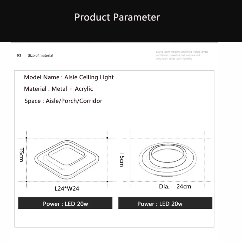 $21.18 Nordic Aisle LED Ceiling Light for Bedroom Decorative 20W 220V Indoor LED Ceiling Lamp for Kitchen Hallways Corridor Home Lights