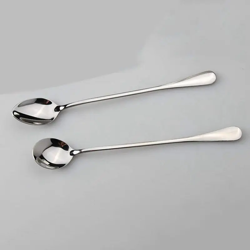 

Set of 4 Stainless Steel Coffee Spoons Super Long Round Head