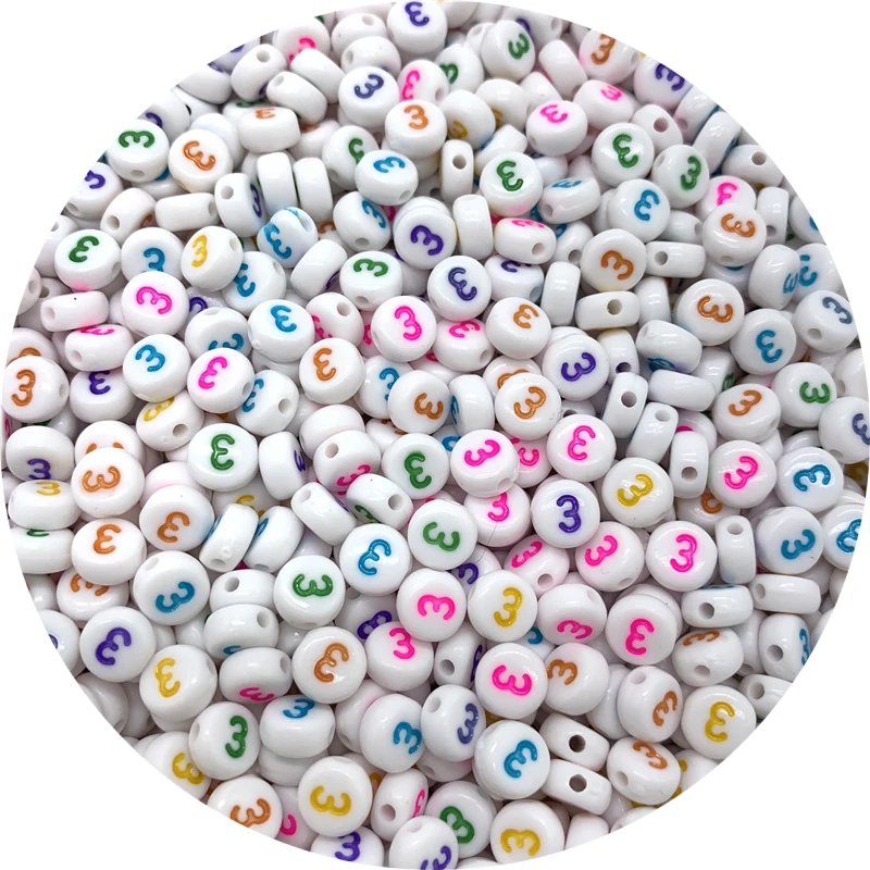 100 шт./лот 7 мм 0 9 цифр цветные акриловые бусины Овальные квадратные разделенные